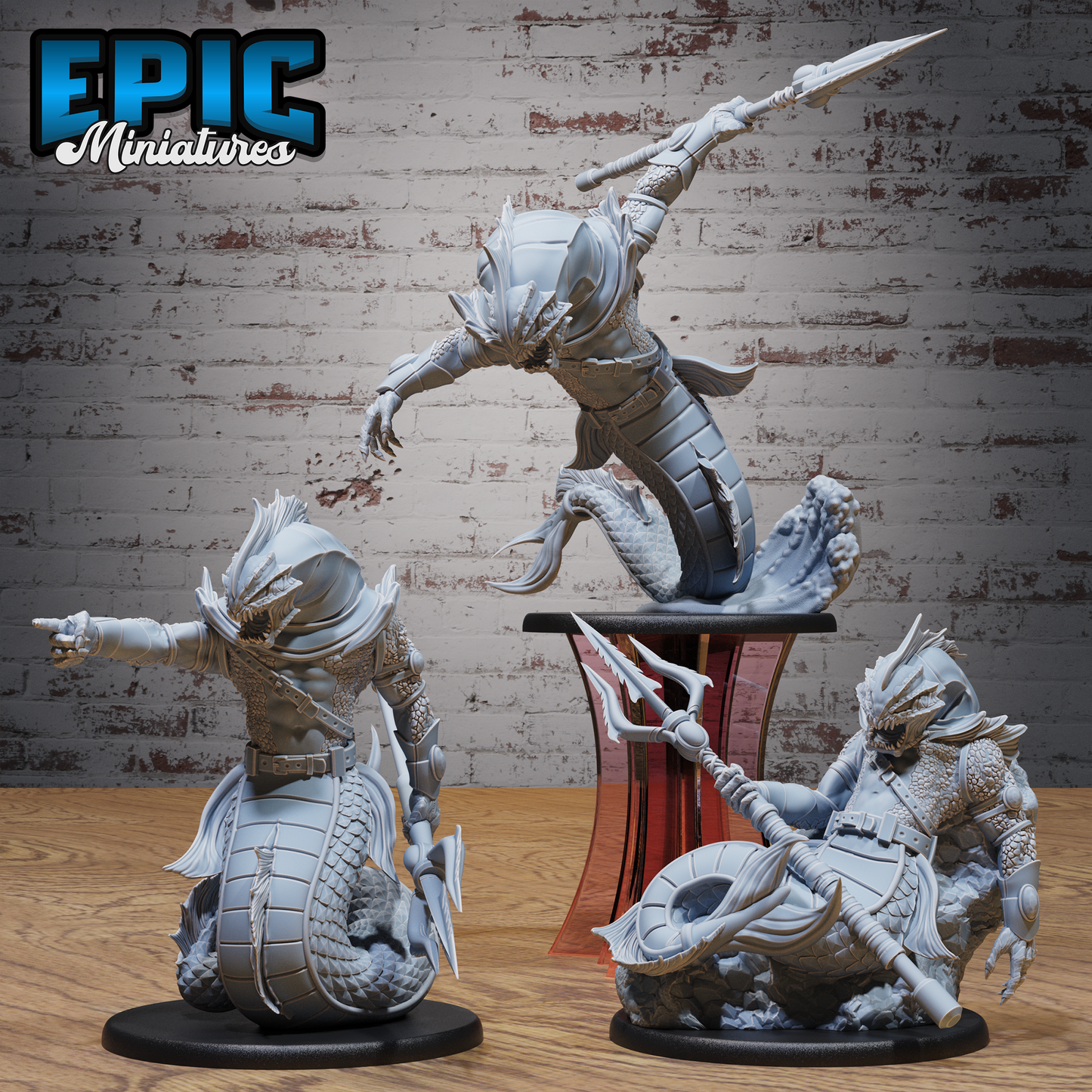 Gladiator Merfolk | Arena Champion of the Deep | Resin Tabletop RPG Figure | 51mm Base