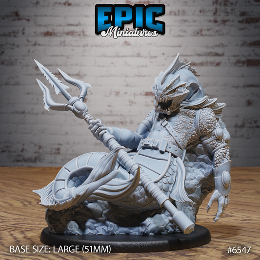 Gladiator Merfolk | Arena Champion of the Deep | Resin Tabletop RPG Figure | 51mm Base