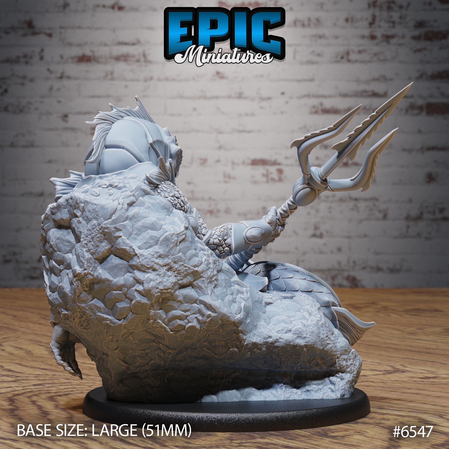 Gladiator Merfolk | Arena Champion of the Deep | Resin Tabletop RPG Figure | 51mm Base