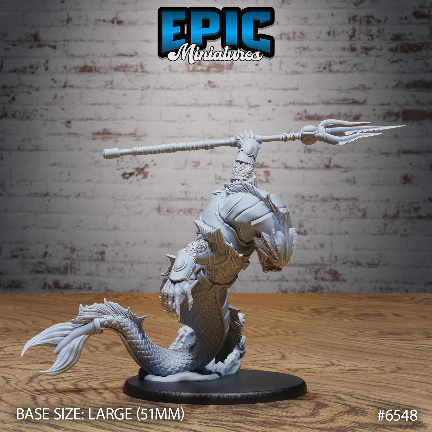 Gladiator Merfolk | Arena Champion of the Deep | Resin Tabletop RPG Figure | 51mm Base