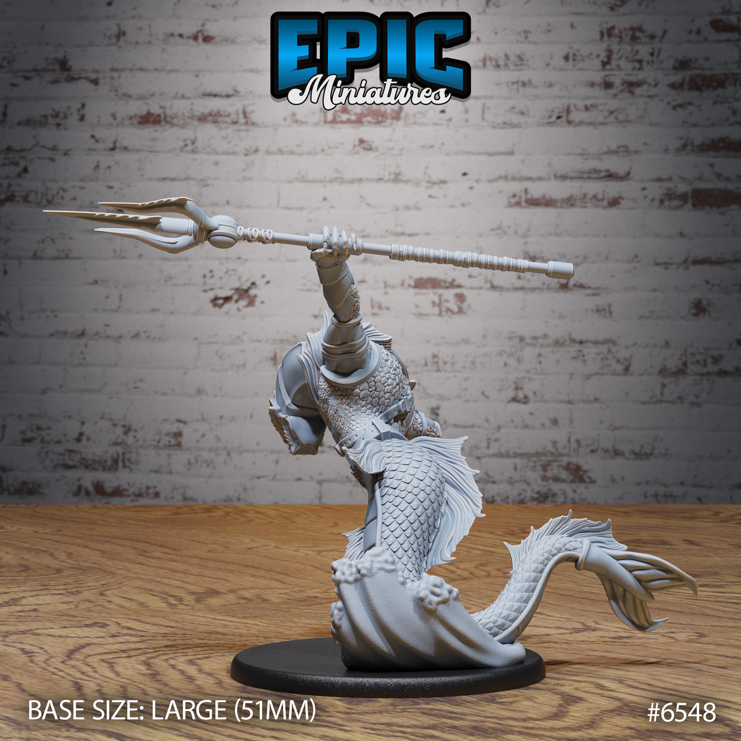 Gladiator Merfolk | Arena Champion of the Deep | Resin Tabletop RPG Figure | 51mm Base