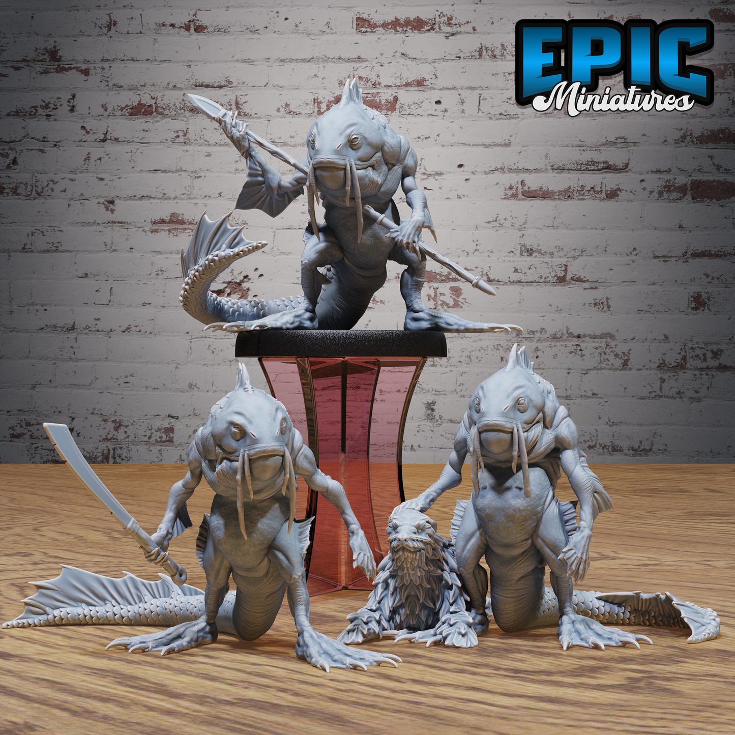 Catfish Folk | Whiskered Swamp Humanoid | Resin Tabletop RPG Figure | 25mm Base