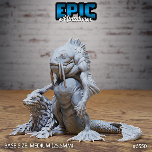 Catfish Folk | Whiskered Swamp Humanoid | Resin Tabletop RPG Figure | 25mm Base