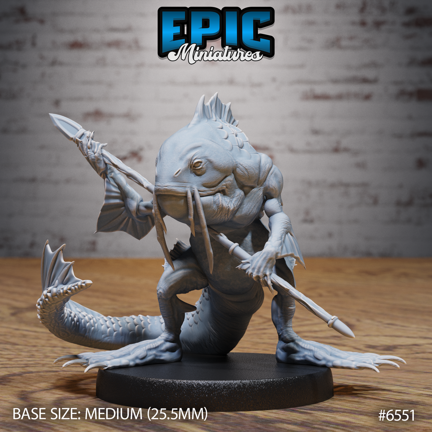 Catfish Folk | Whiskered Swamp Humanoid | Resin Tabletop RPG Figure | 25mm Base