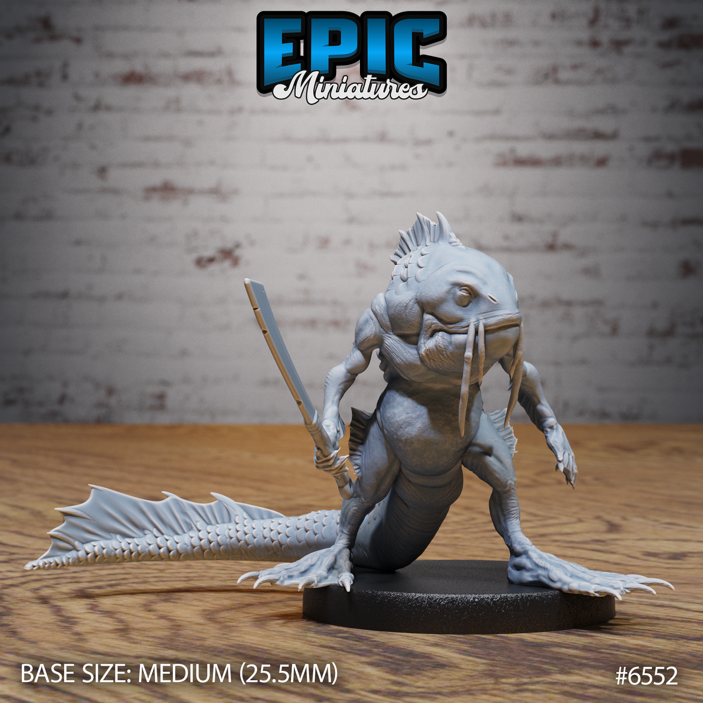 Catfish Folk | Whiskered Swamp Humanoid | Resin Tabletop RPG Figure | 25mm Base