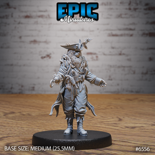 Lion Folk Captain | Pride Commander & Naval Leader | Resin Tabletop RPG Figure | 25mm Base