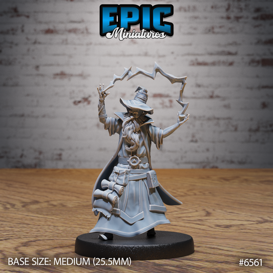 Old Wizard | Ancient Arcane Spellcaster | Resin Tabletop RPG Figure | 25mm Base