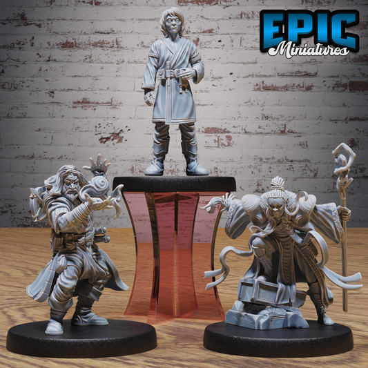 Wizards | Arcane Spellcaster Miniature Set | Resin Tabletop RPG Figures | 25mm Base