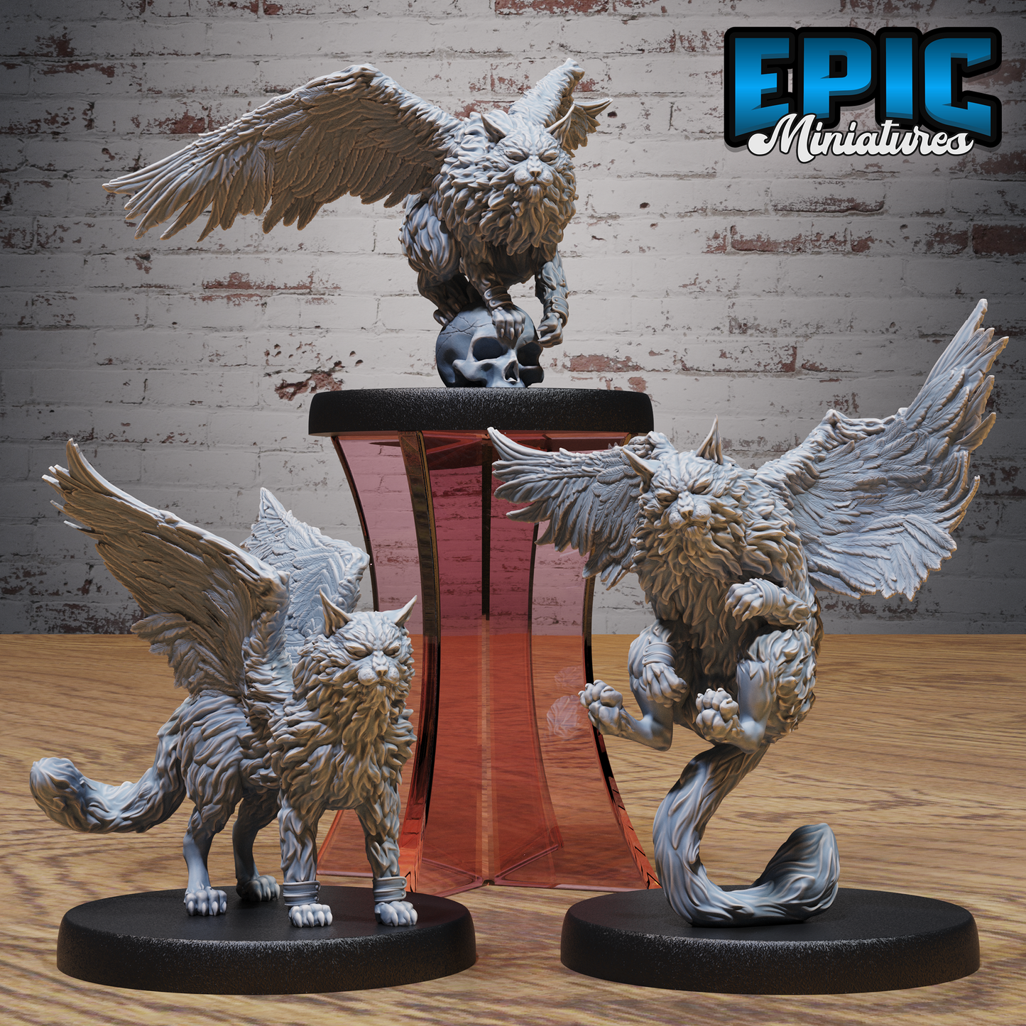 Tressym Cat | Winged Feline Companion | Resin Tabletop RPG Figure | 19mm Base