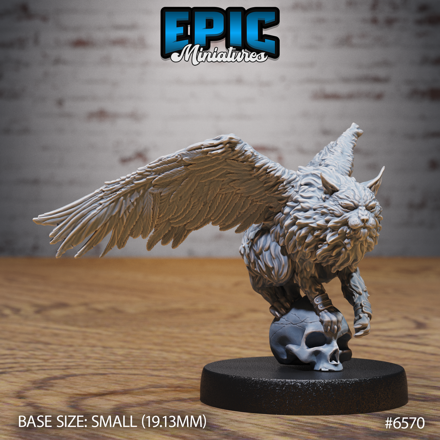 Tressym Cat | Winged Feline Companion | Resin Tabletop RPG Figure | 19mm Base