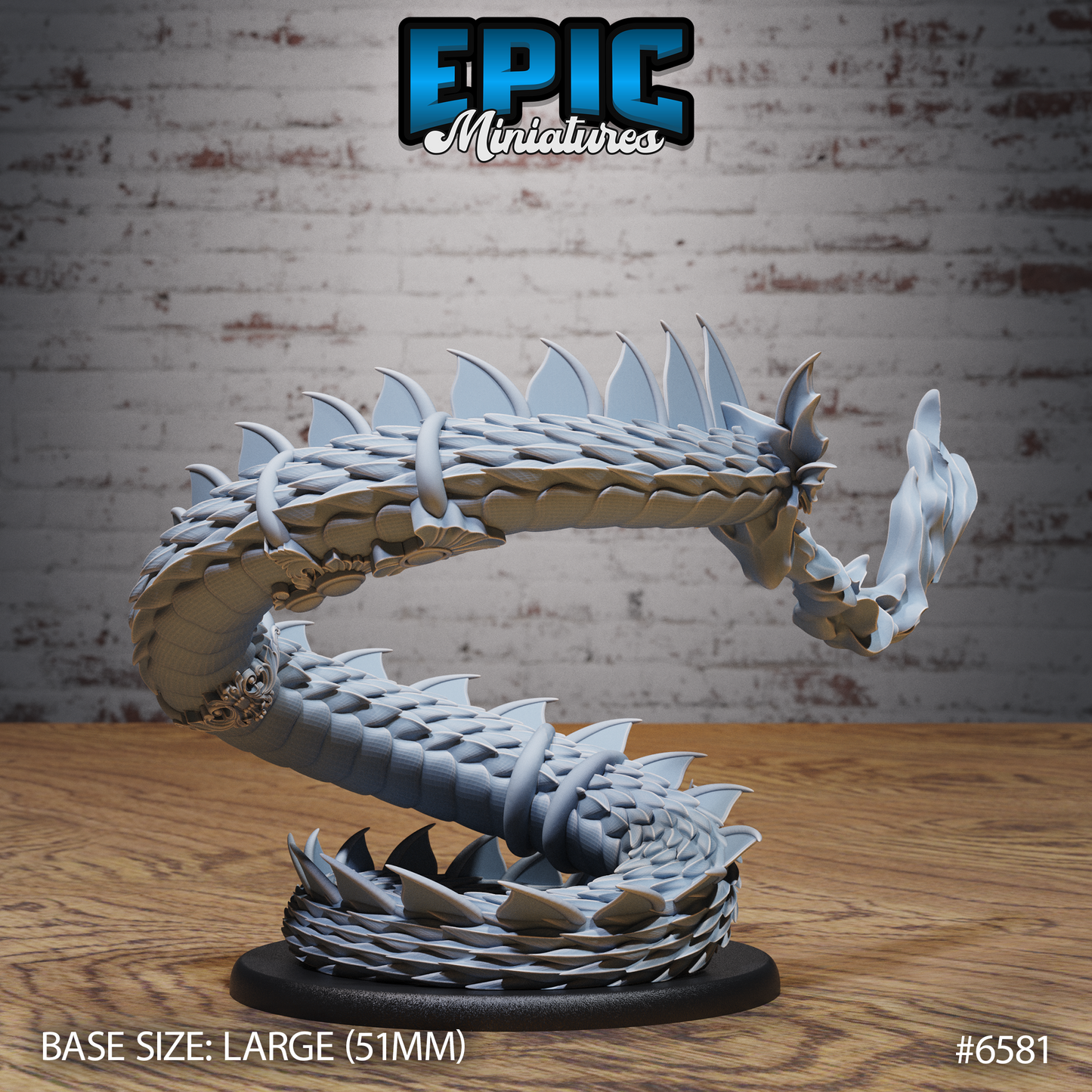 Magical Snake | Enchanted Serpentine Guardian | Resin Tabletop RPG Figure | 51mm Base