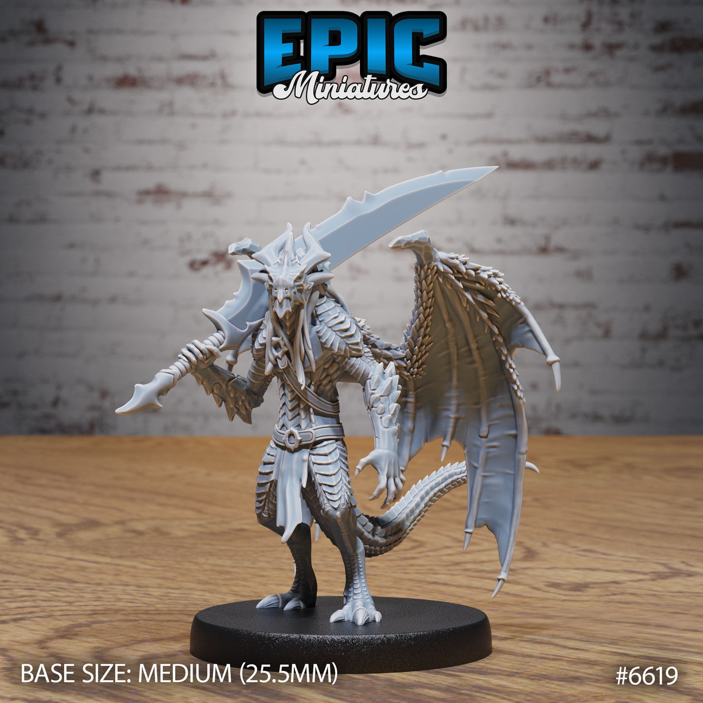 Draconic Obsidian Demon Dragon Demon DND Miniature TTRPG Resin Figure 25mm Base