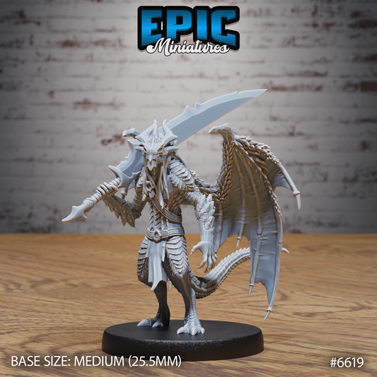 Draconic Obsidian Demon Dragon Demon DND Miniature TTRPG Resin Figure 25mm Base