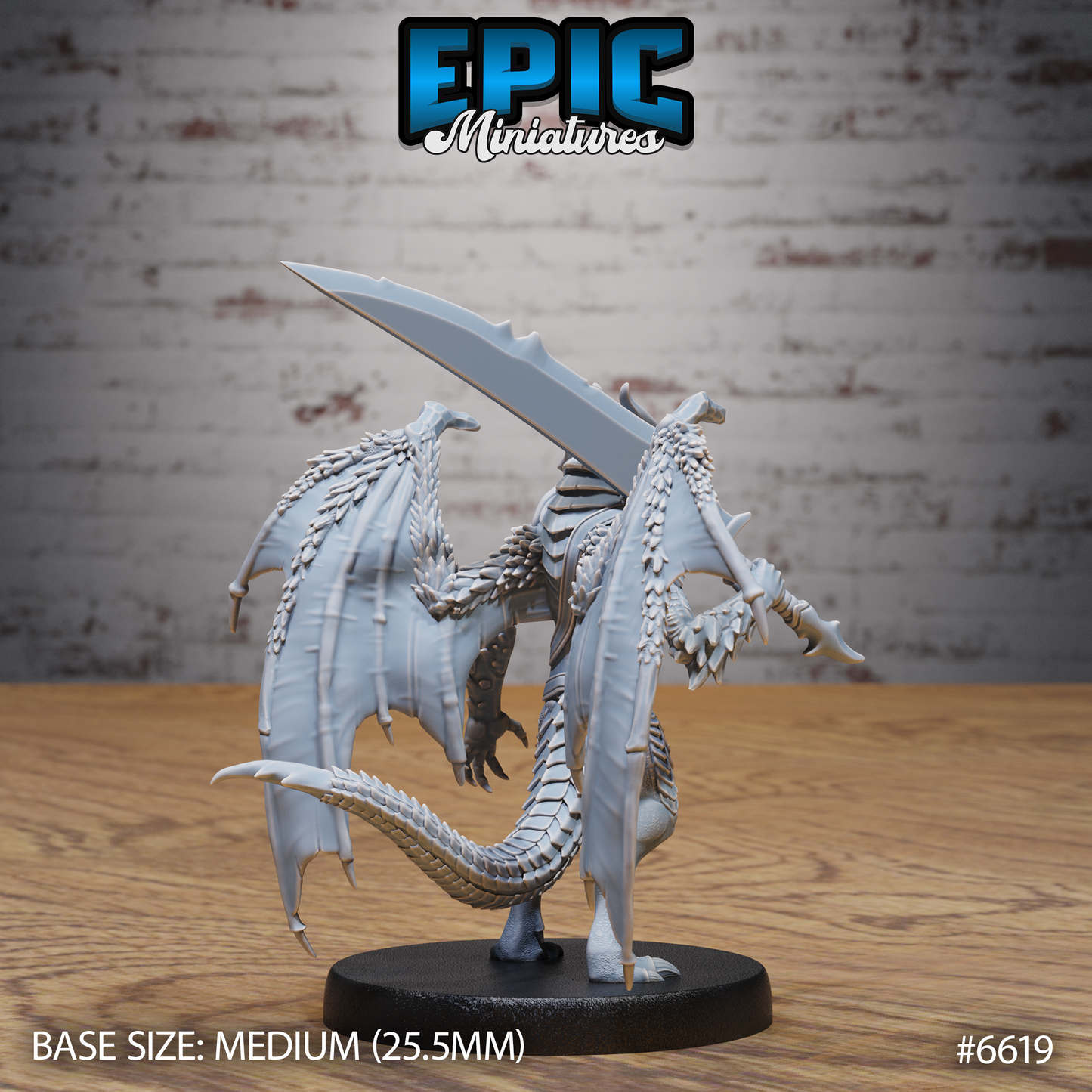 Draconic Obsidian Demon Dragon Demon DND Miniature TTRPG Resin Figure 25mm Base