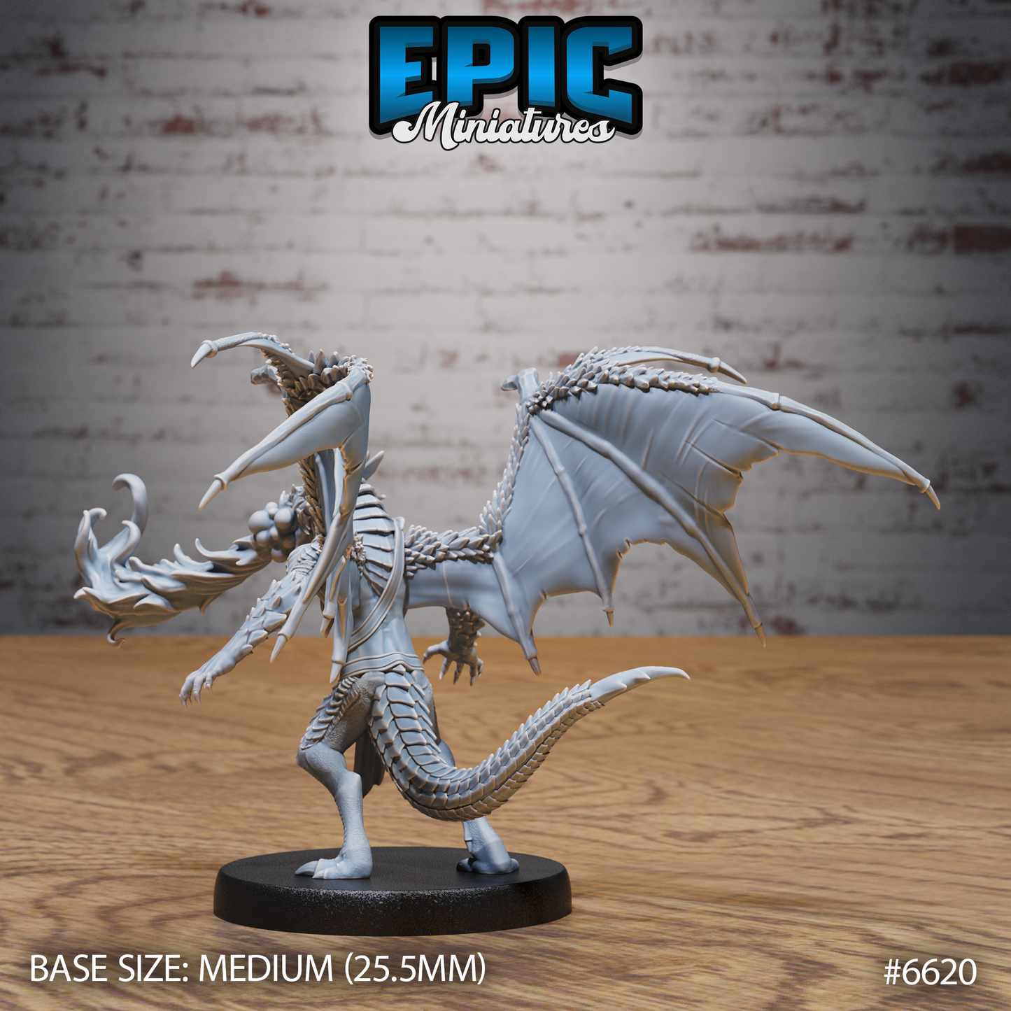 Draconic Obsidian Demon Dragon Demon DND Miniature TTRPG Resin Figure 25mm Base