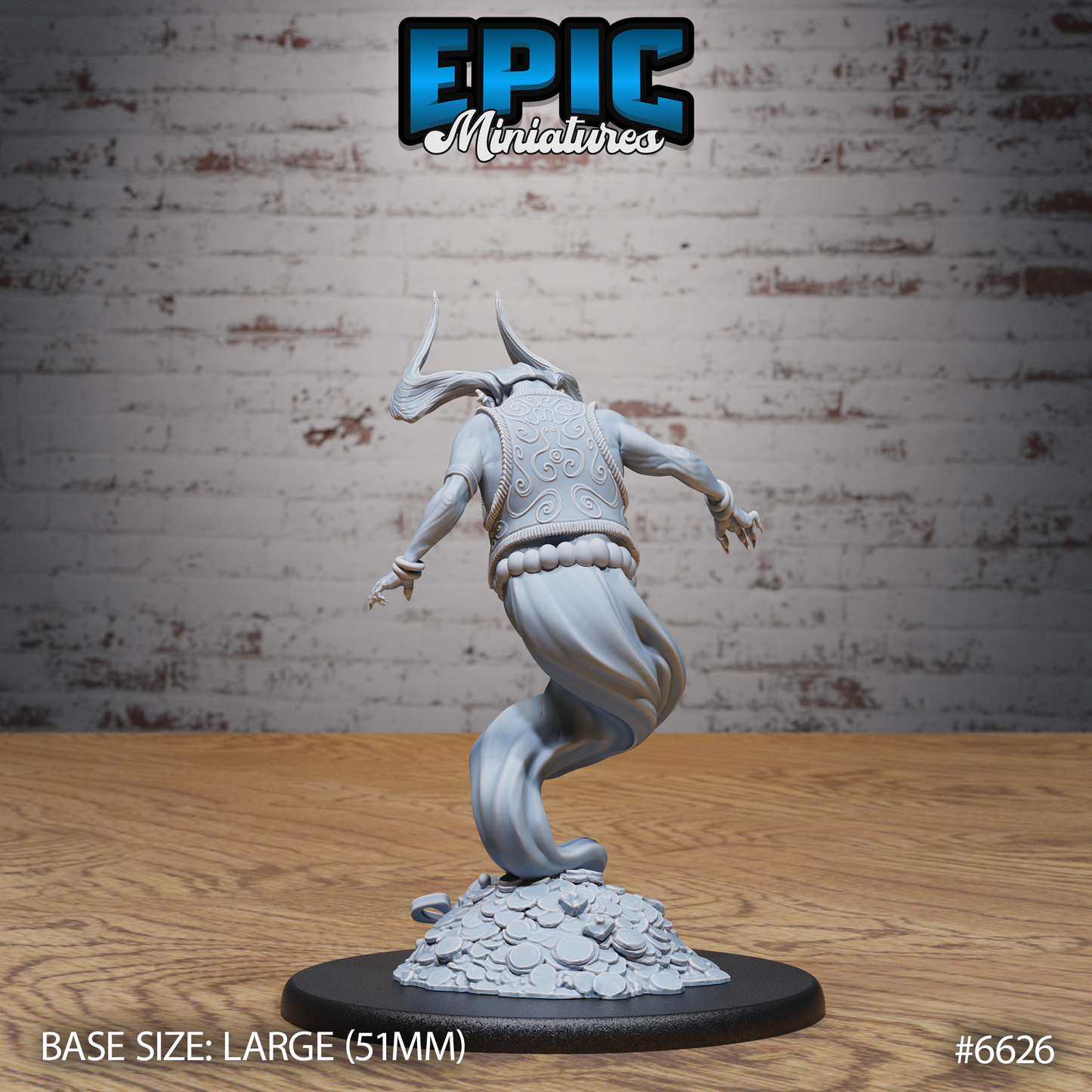 Mammon Djinni Genie DND Miniature TTRPG Resin Figure 50mm Base