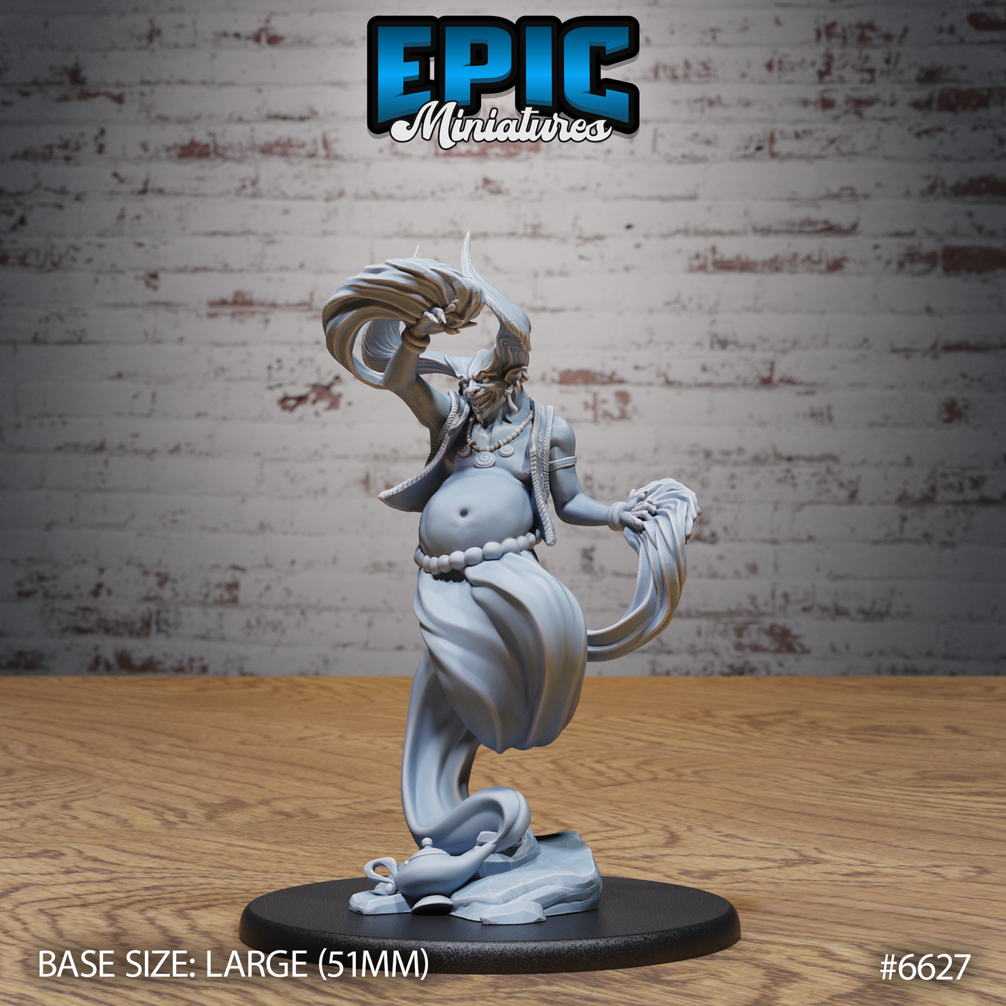 Mammon Djinni Genie DND Miniature TTRPG Resin Figure 50mm Base