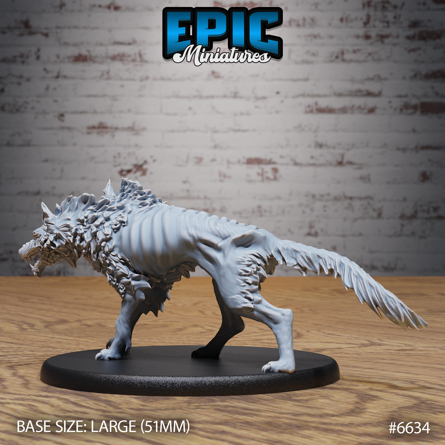 Summoned Death Dog Undead Beast DND Miniature TTRPG Resin Figure 51mm Base