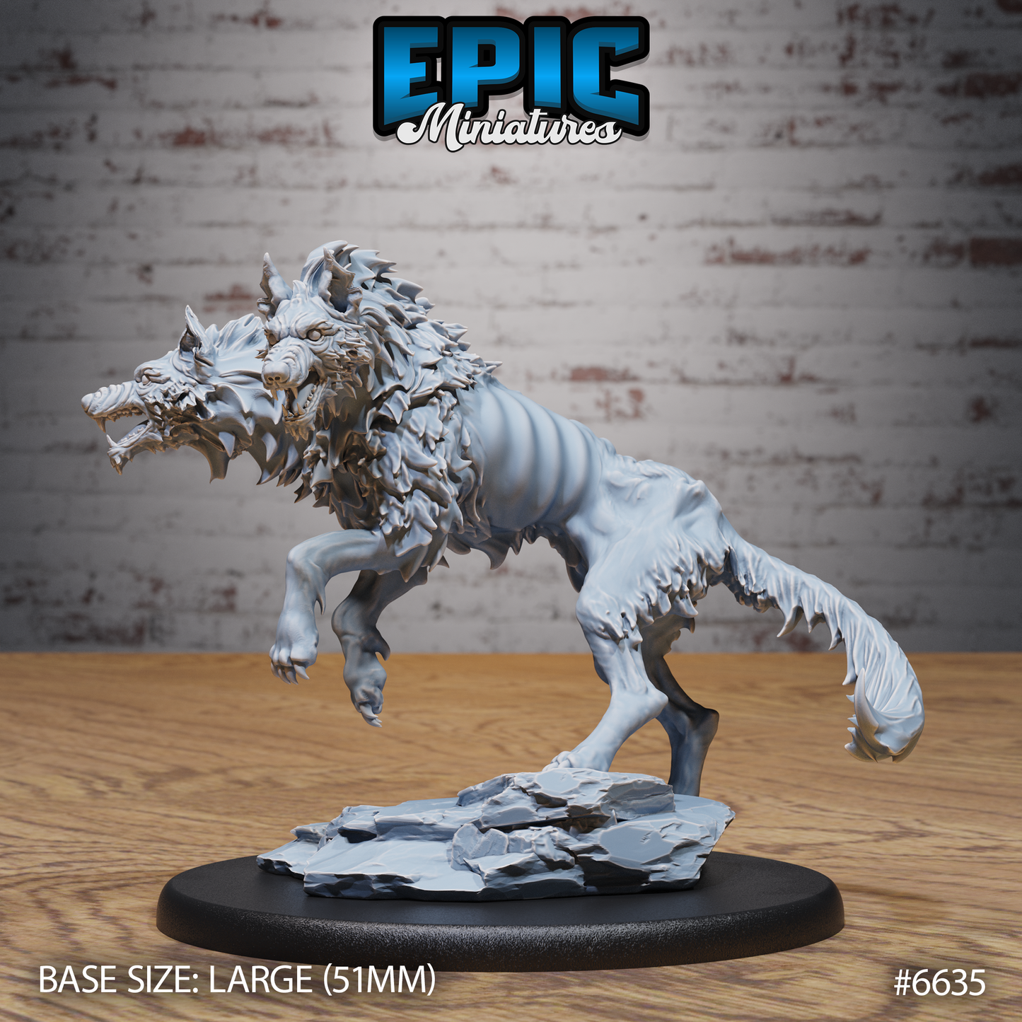 Summoned Death Dog Undead Beast DND Miniature TTRPG Resin Figure 51mm Base