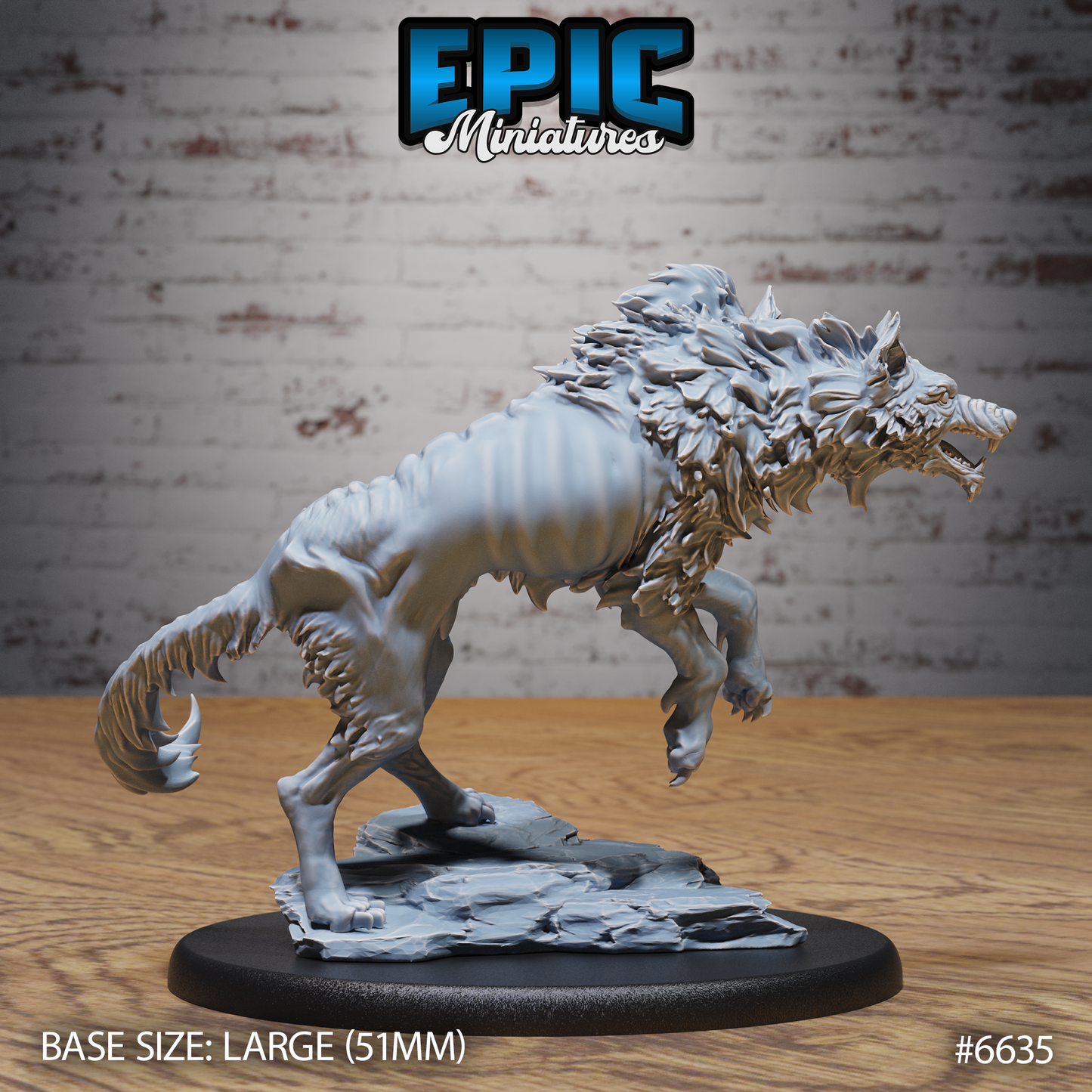Summoned Death Dog Undead Beast DND Miniature TTRPG Resin Figure 51mm Base