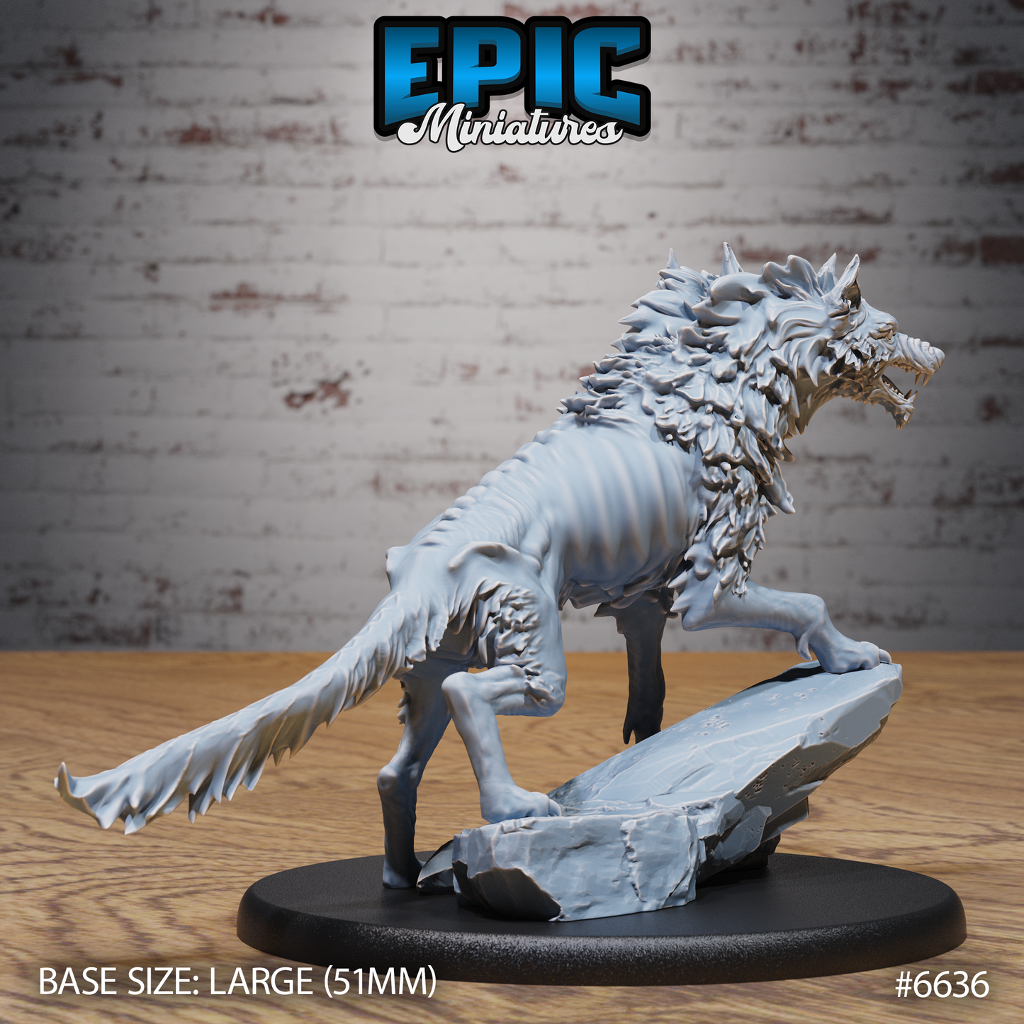 Summoned Death Dog Undead Beast DND Miniature TTRPG Resin Figure 51mm Base