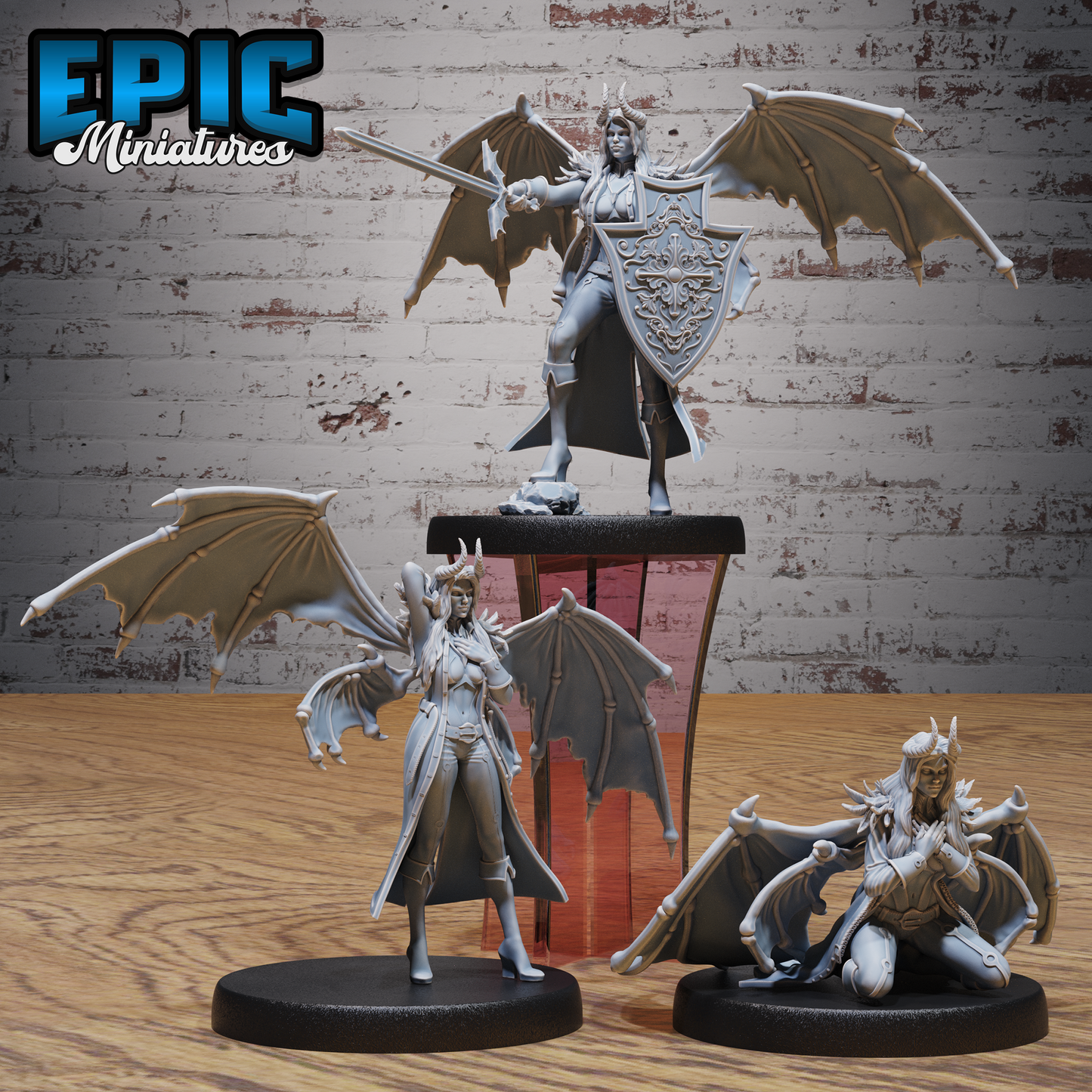Fallen Angel Dark Celestial Warrior DND Miniature TTRPG Resin Figure 25mm Base