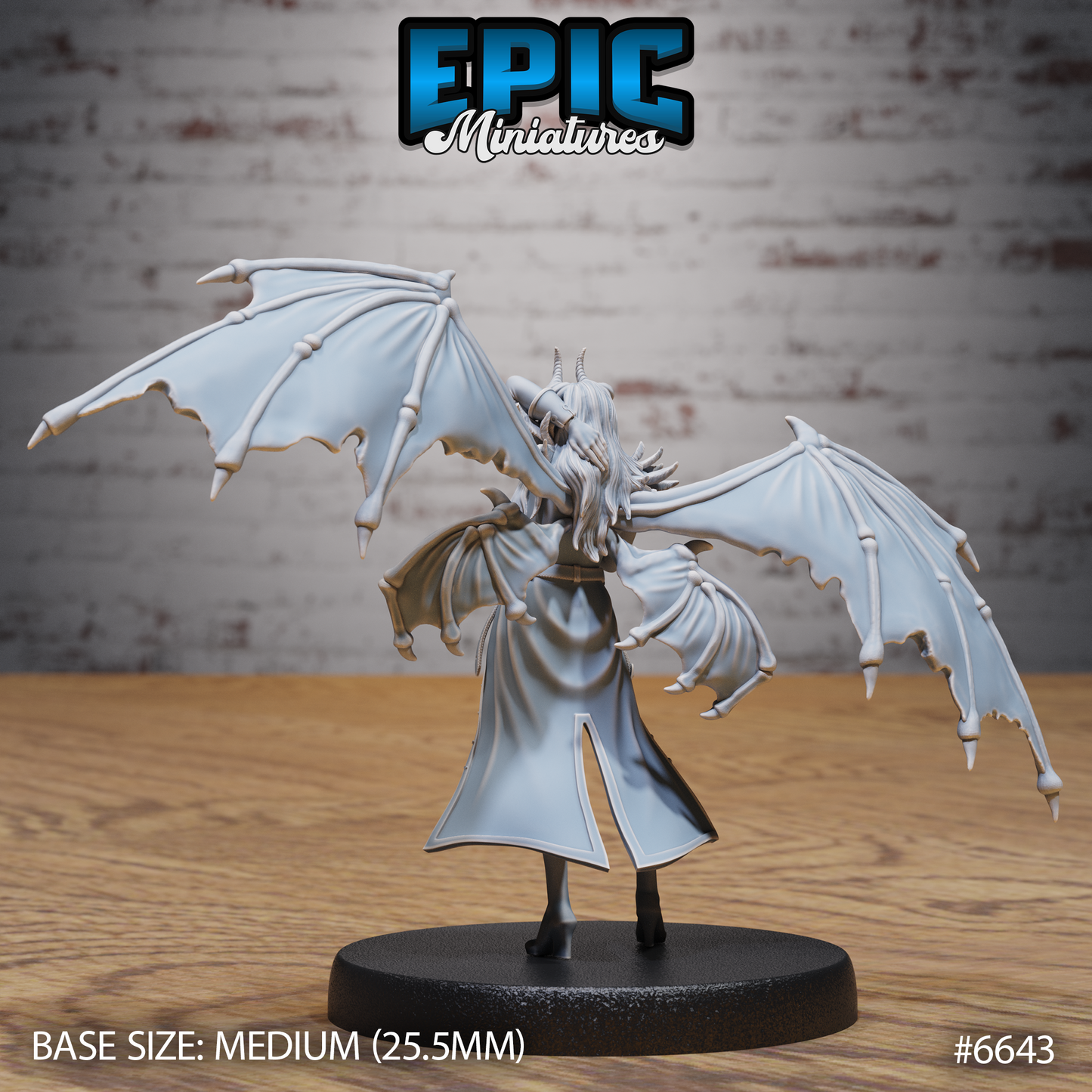 Fallen Angel Dark Celestial Warrior DND Miniature TTRPG Resin Figure 25mm Base
