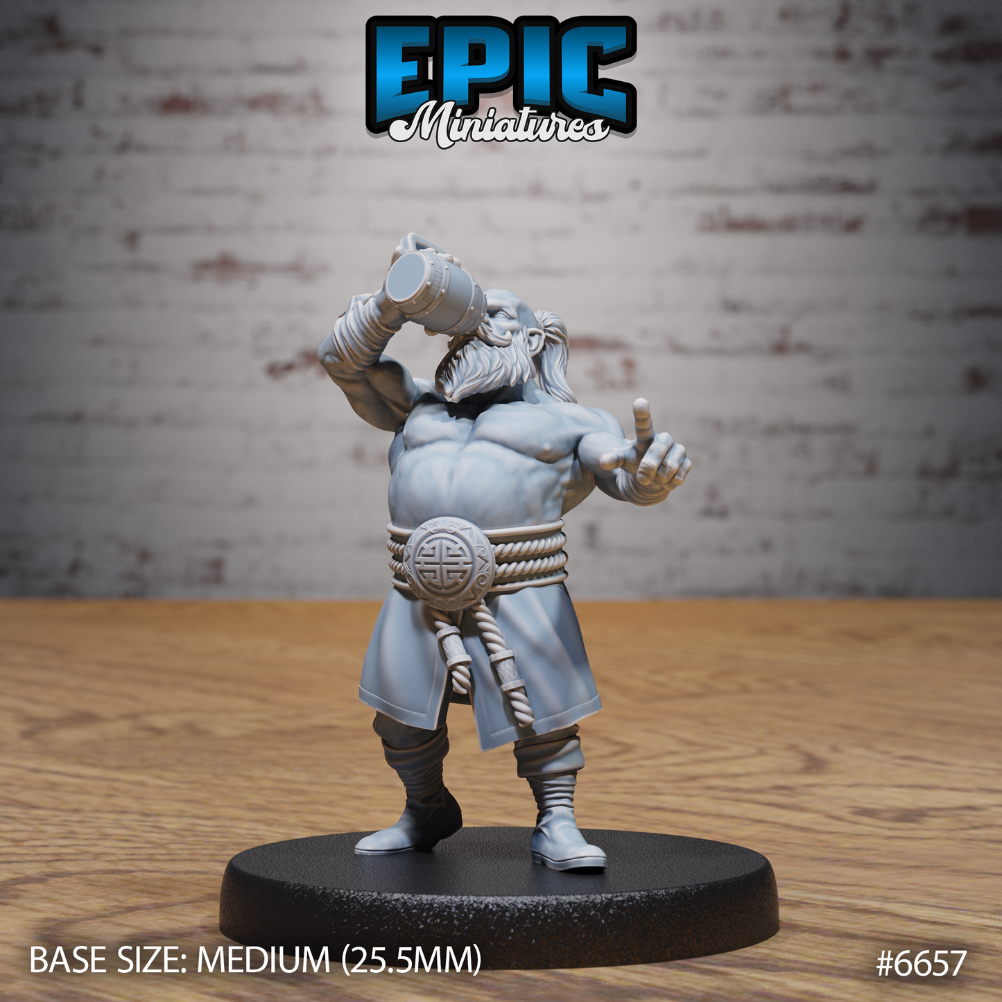 Dwarf Monk DND Miniature TTRPG Resin Figure 25mm Base