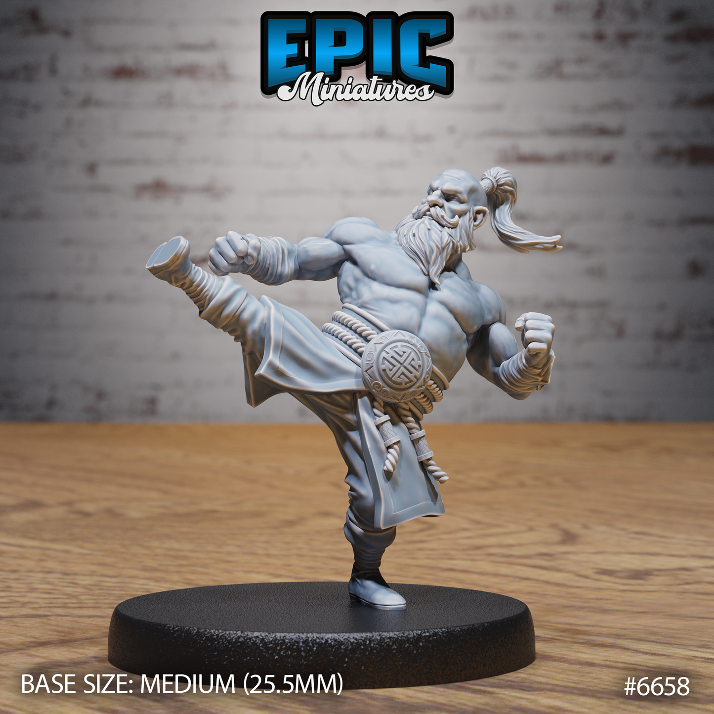 Dwarf Monk DND Miniature TTRPG Resin Figure 25mm Base