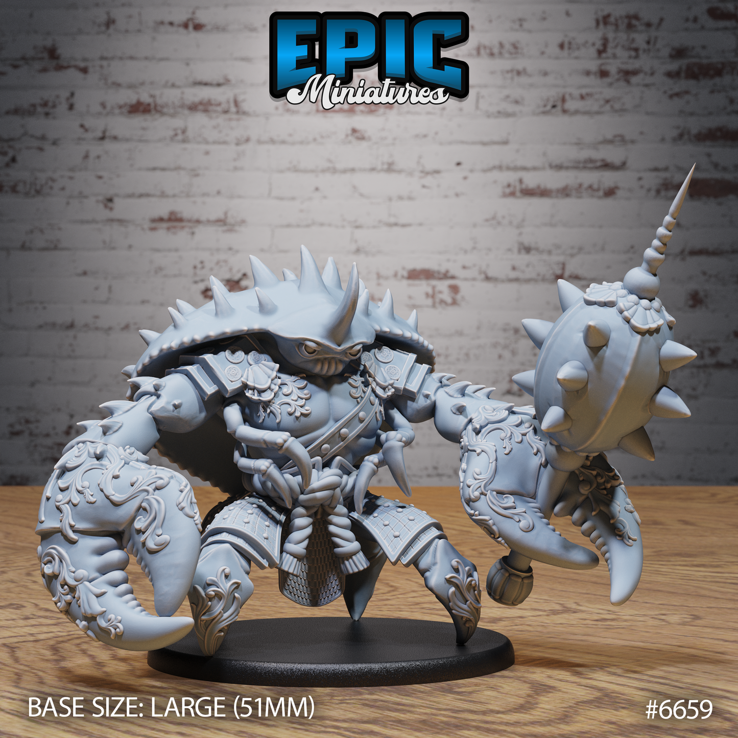 Samucrab Samurai Crab DND Miniature TTRPG Resin Figure 50mm Base