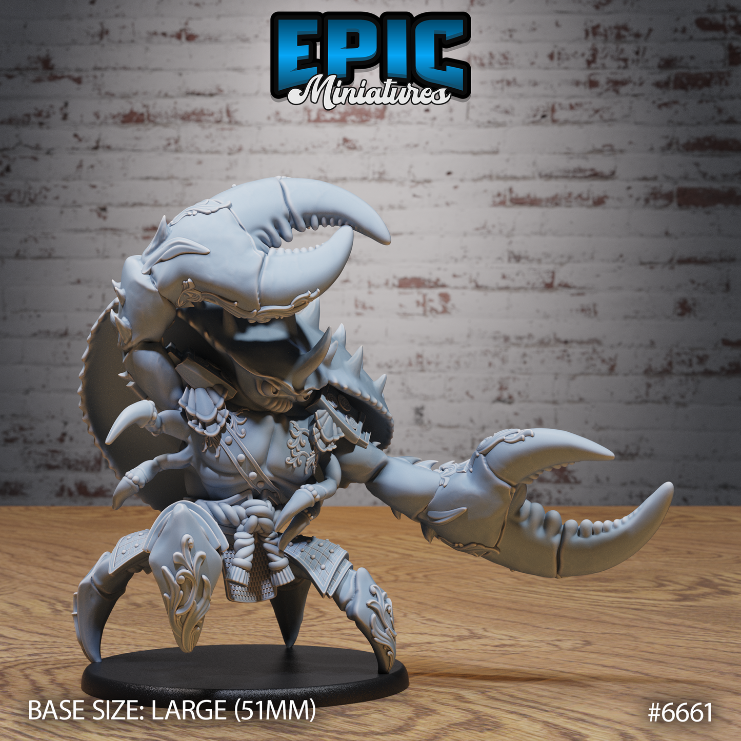 Samucrab Samurai Crab DND Miniature TTRPG Resin Figure 50mm Base