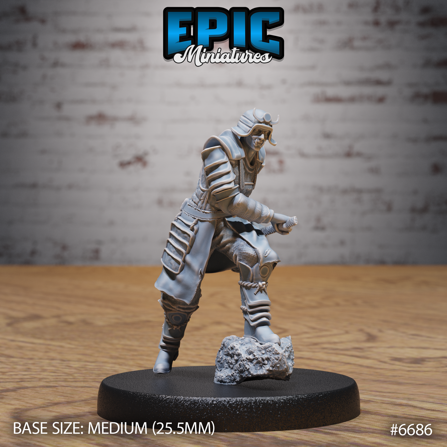 Half Blood Samurai DND Miniature TTRPG Resin Figure 25mm Base
