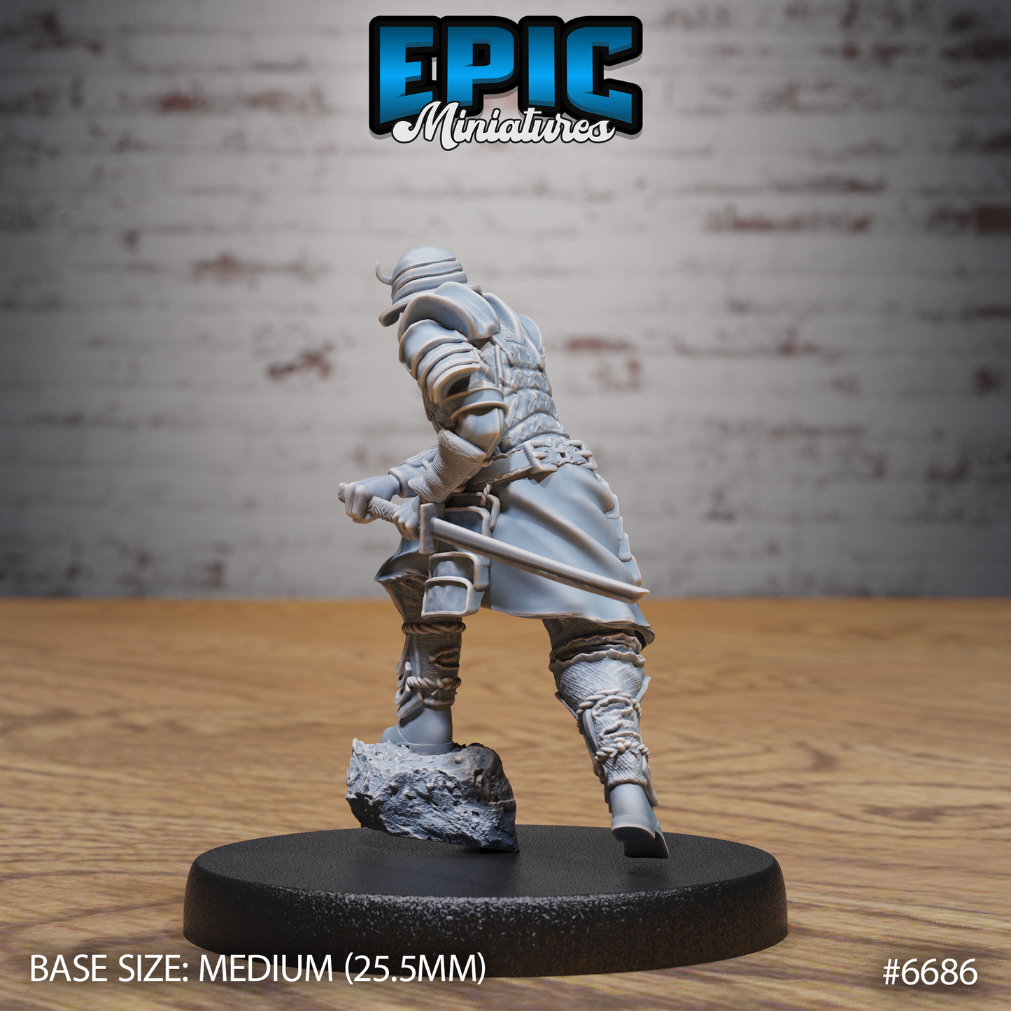 Half Blood Samurai DND Miniature TTRPG Resin Figure 25mm Base