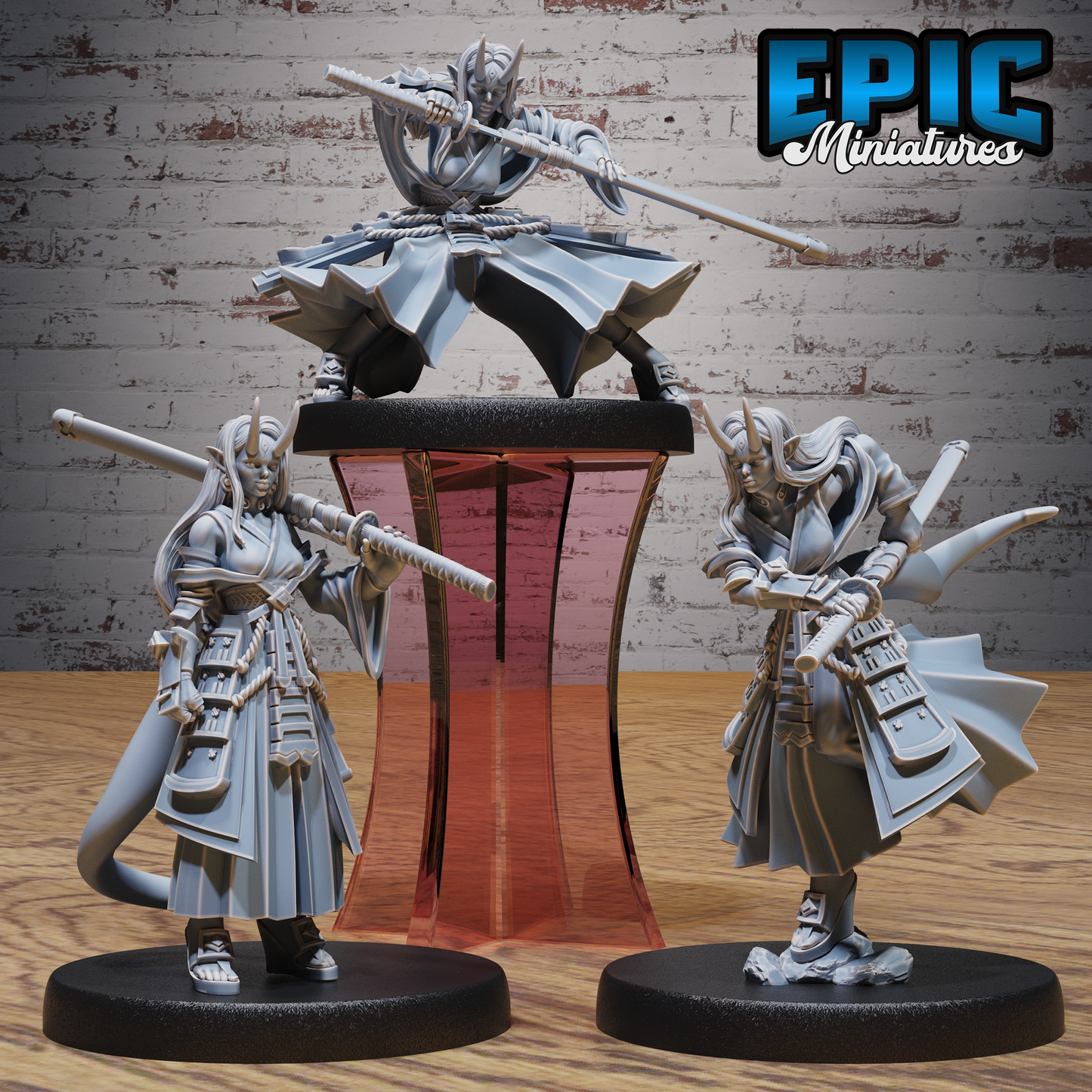 Mysterious Oni Girl DND Miniature TTRPG Resin Figure 25mm Base