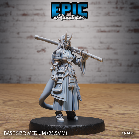 Mysterious Oni Girl DND Miniature TTRPG Resin Figure 25mm Base
