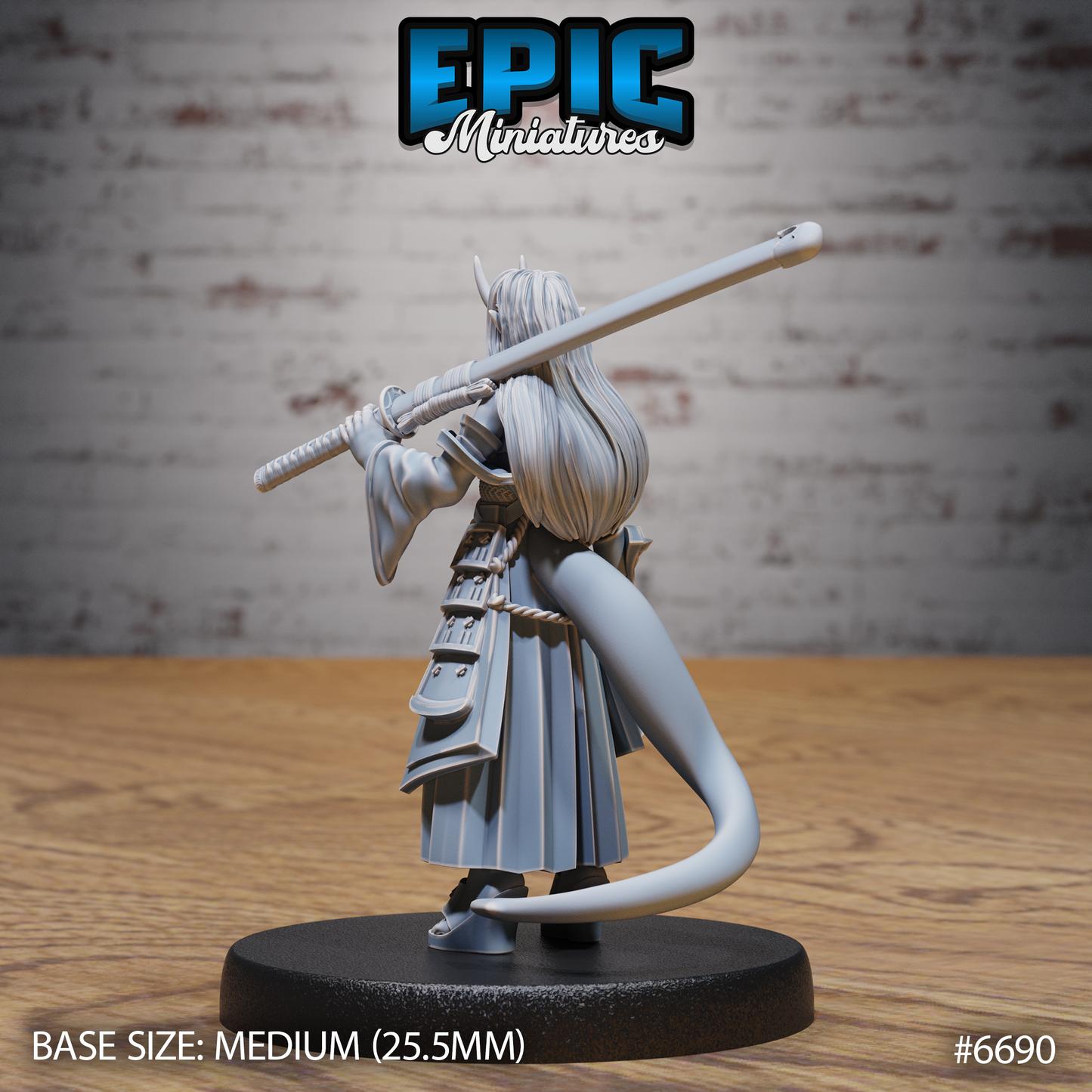 Mysterious Oni Girl DND Miniature TTRPG Resin Figure 25mm Base