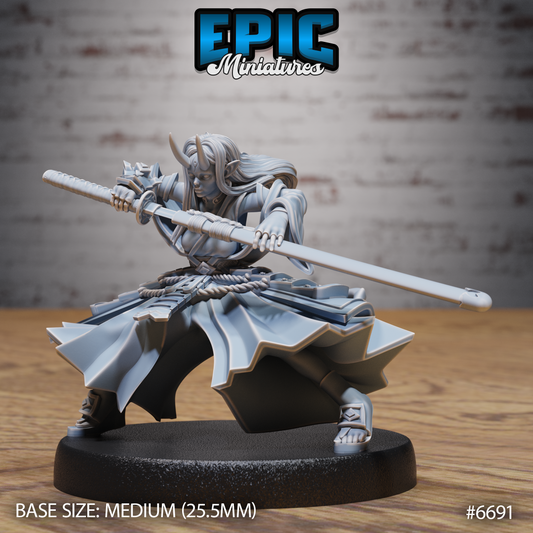 Mysterious Oni Girl DND Miniature TTRPG Resin Figure 25mm Base