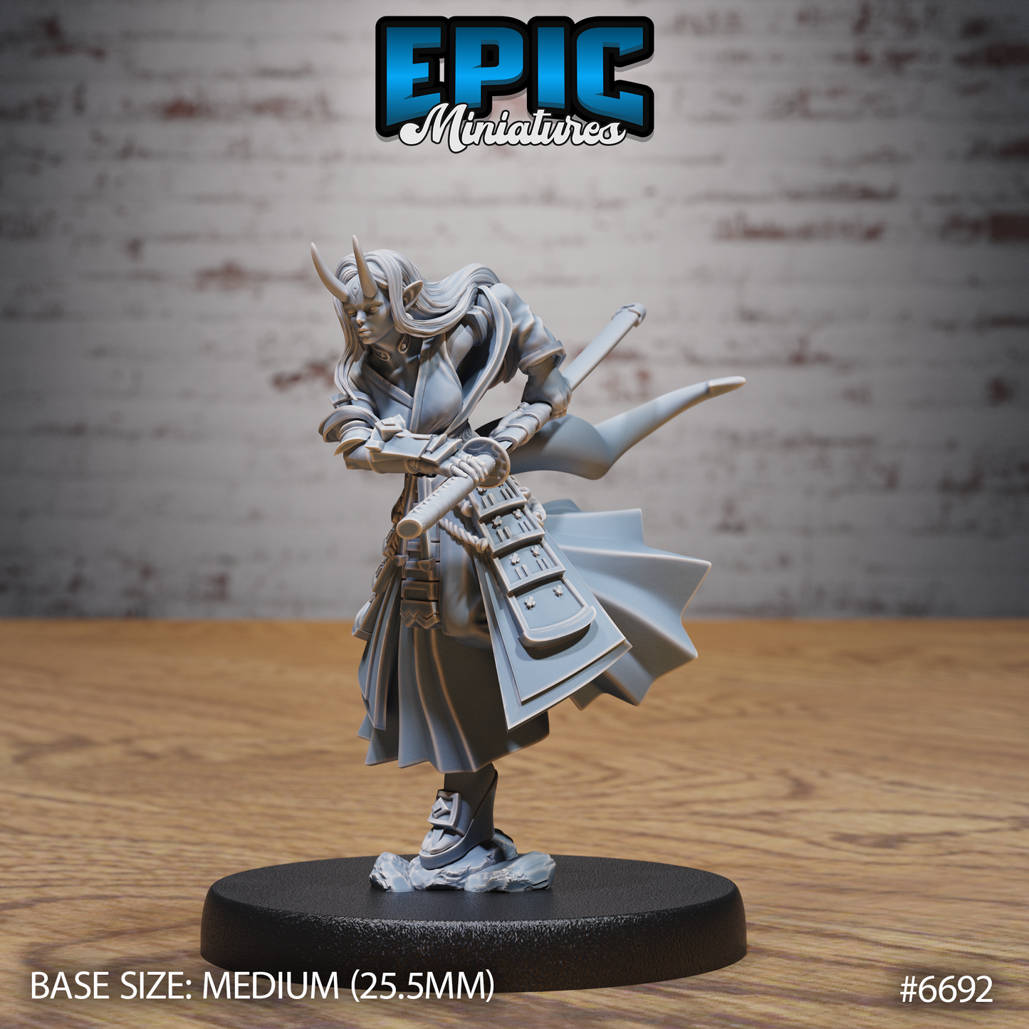 Mysterious Oni Girl DND Miniature TTRPG Resin Figure 25mm Base
