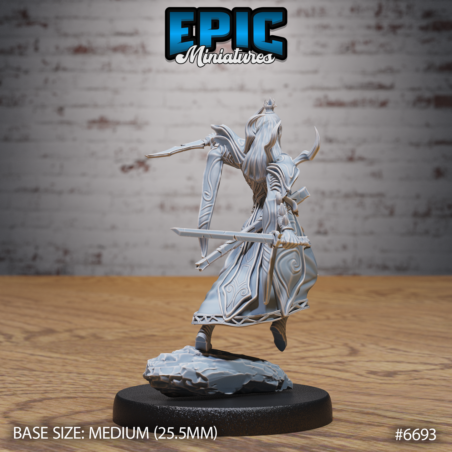 Dark Elf Emperor DND Miniature TTRPG Resin Figure 25mm Base