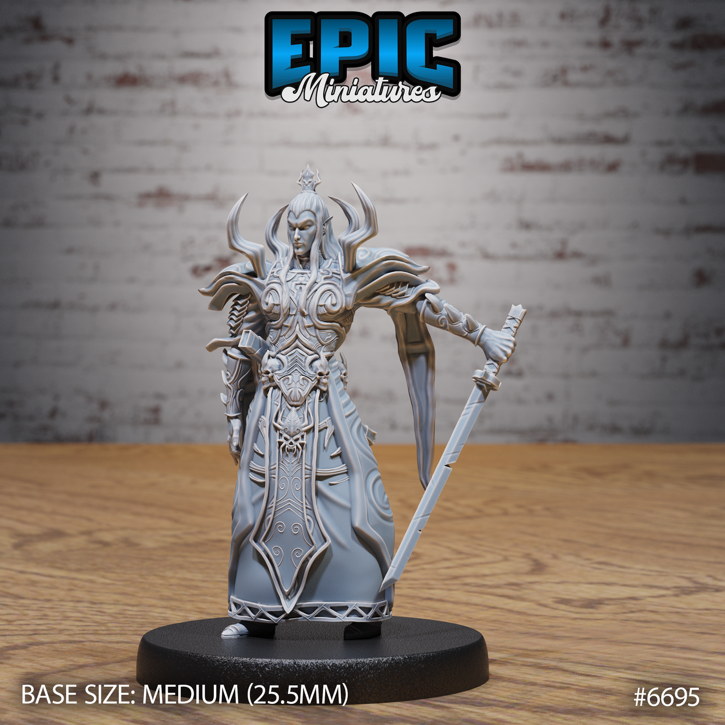 Dark Elf Emperor DND Miniature TTRPG Resin Figure 25mm Base
