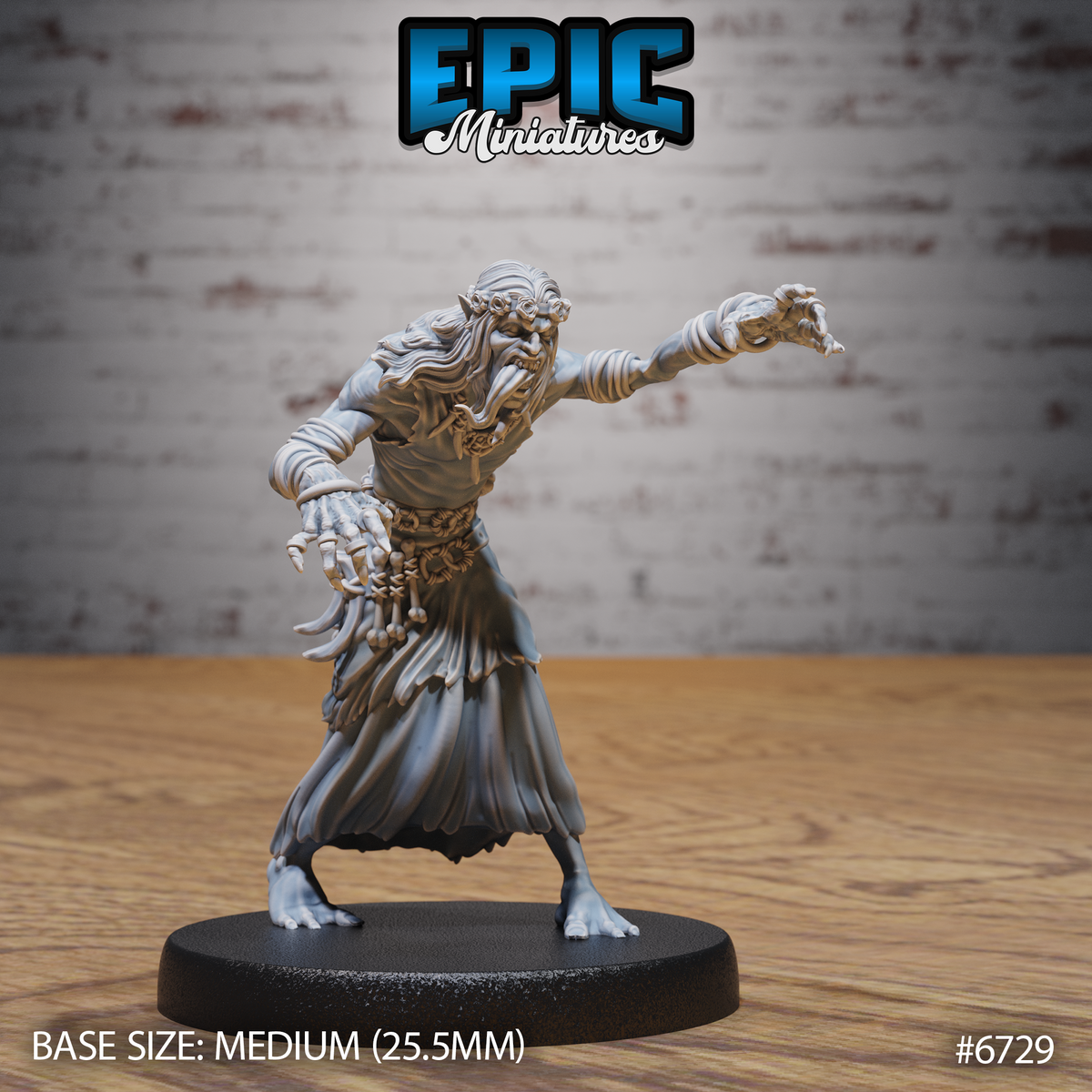 Ghoul Gravecaller DND Miniature TTRPG Resin Figure 25mm Base