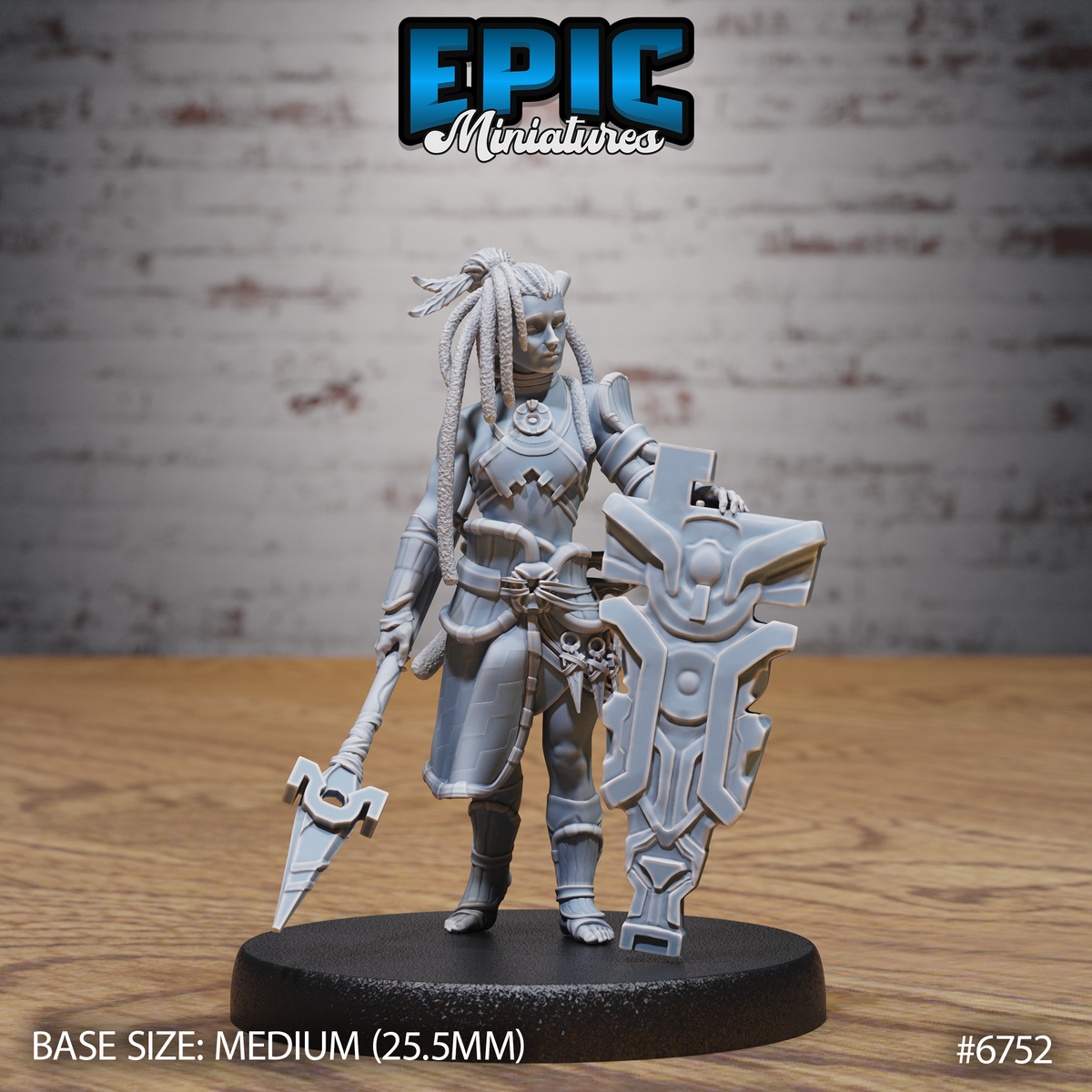 Amazoness Fighter DND Miniature TTRPG Resin Figure 25mm Base