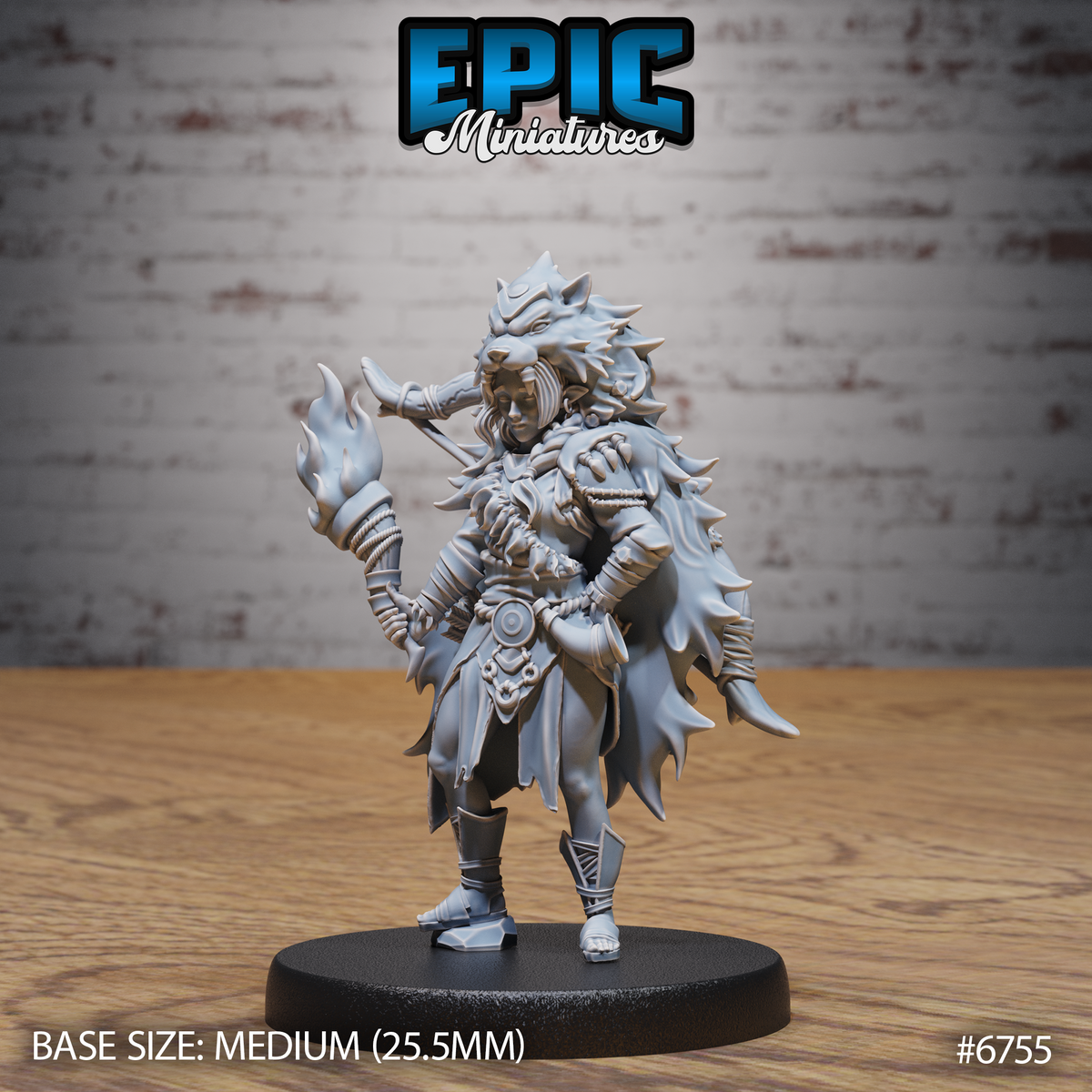 Amazoness Fighter DND Miniature TTRPG Resin Figure 25mm Base