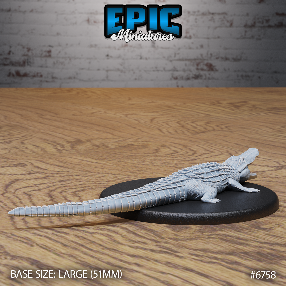 Alligator DND TTRPG Resin Model 51mm Base