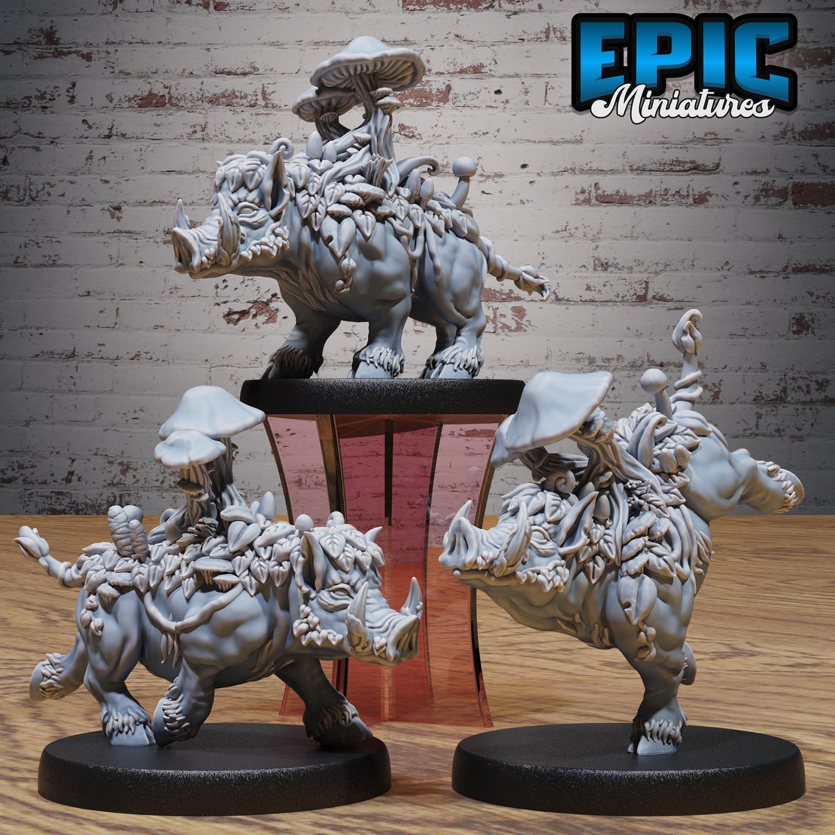 Mushroom Boar DND Miniature TTRPG Resin Figure 25mm Base