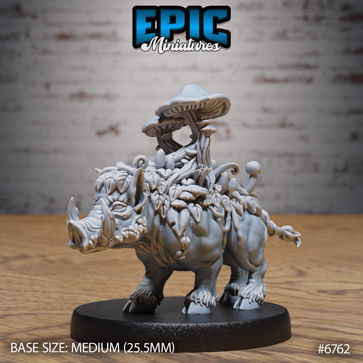 Mushroom Boar DND Miniature TTRPG Resin Figure 25mm Base