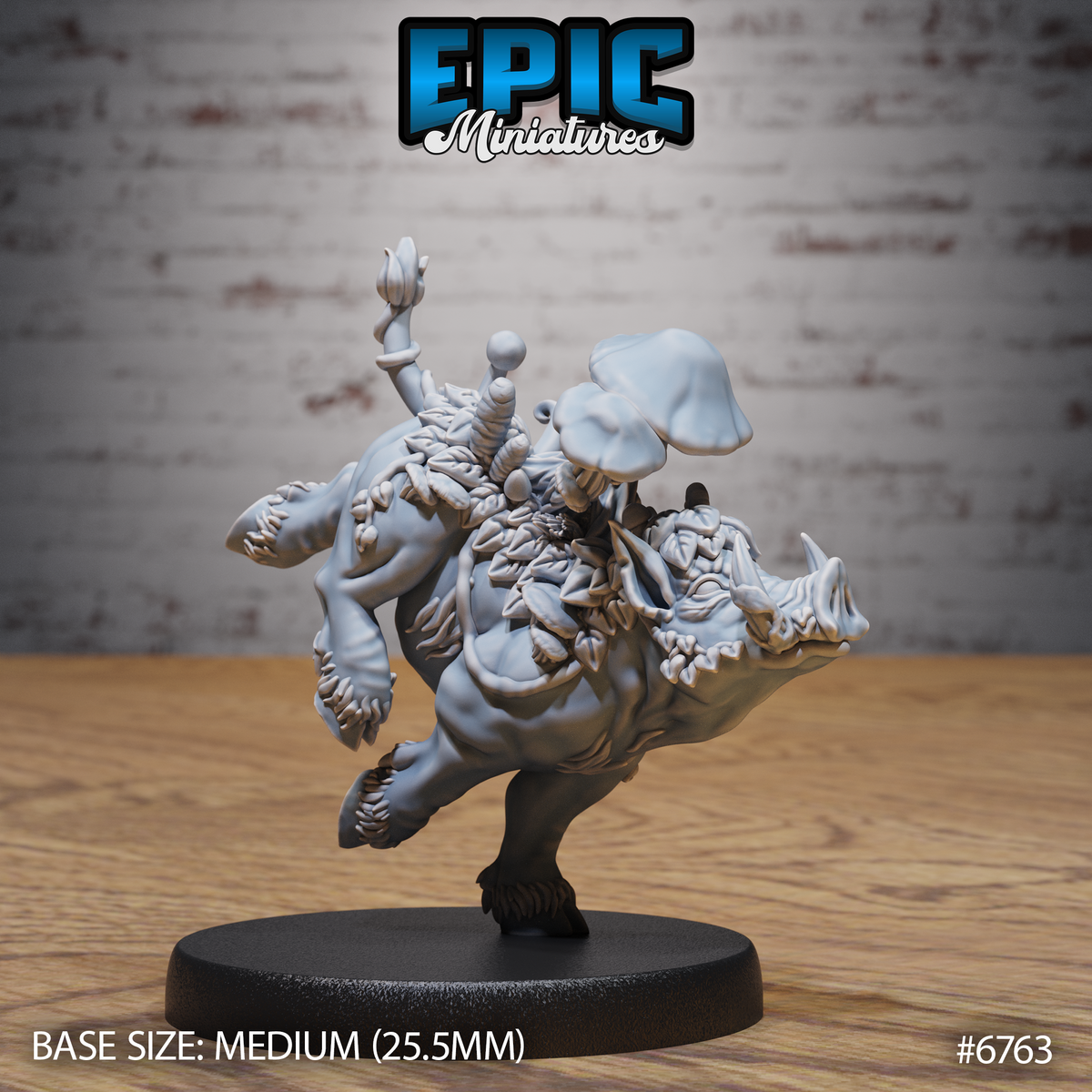 Mushroom Boar DND Miniature TTRPG Resin Figure 25mm Base