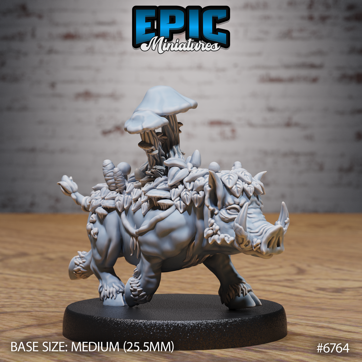 Mushroom Boar DND Miniature TTRPG Resin Figure 25mm Base