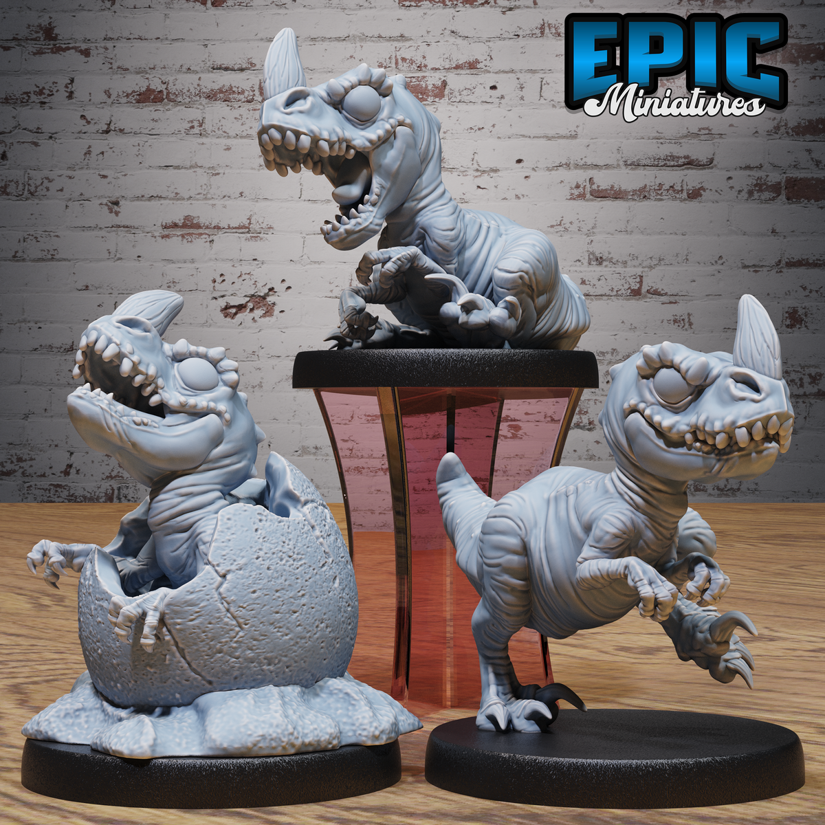 Dinosaur Hatchling DND Miniature TTRPG Resin Figure 25mm Base