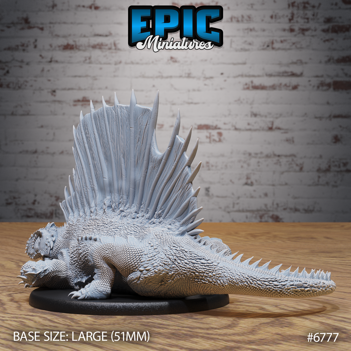 Dimetrodon DND TTRPG Resin Model 51mm Base